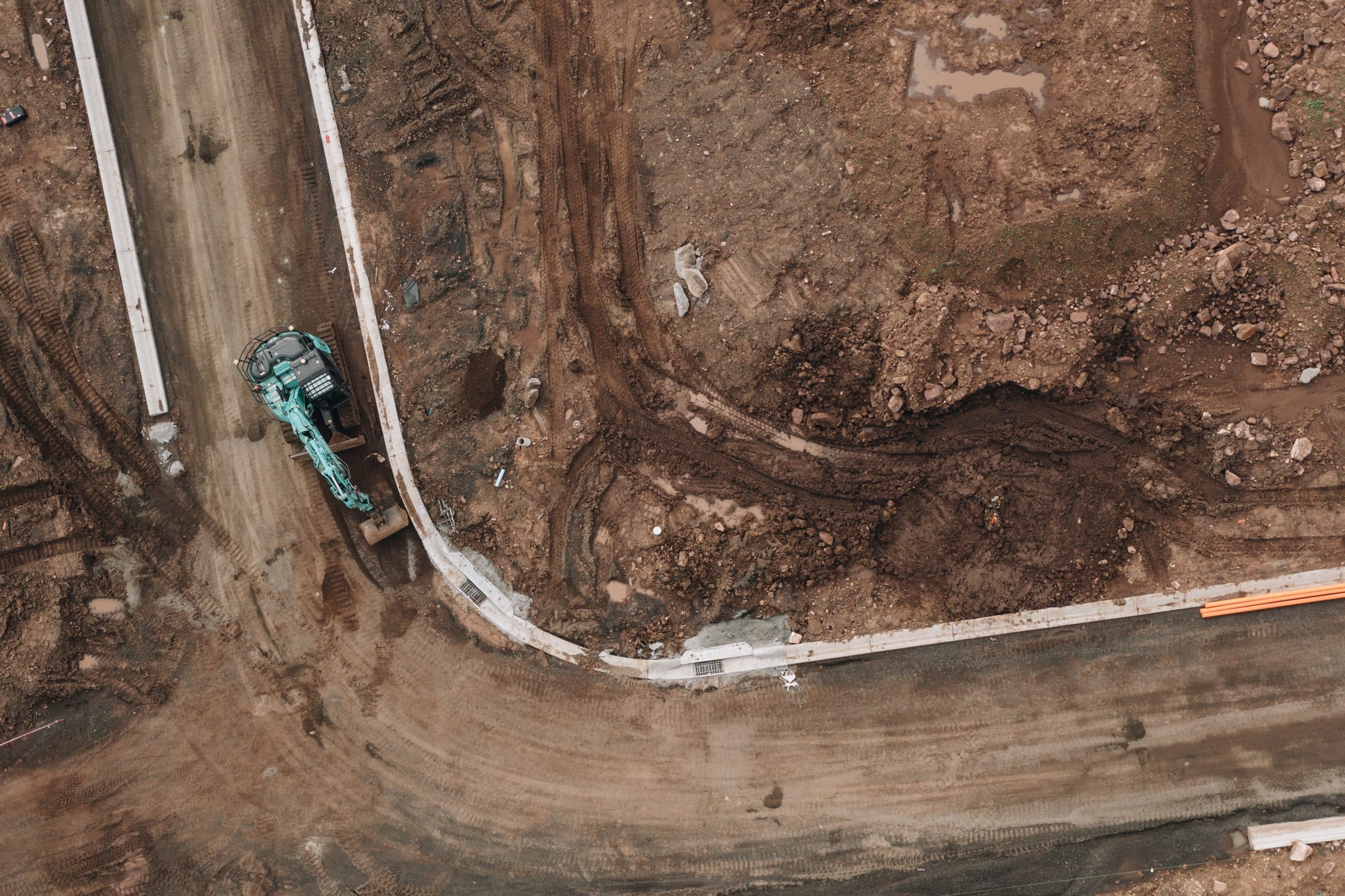 Aerial view of construction site