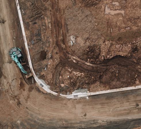 Aerial view of construction site