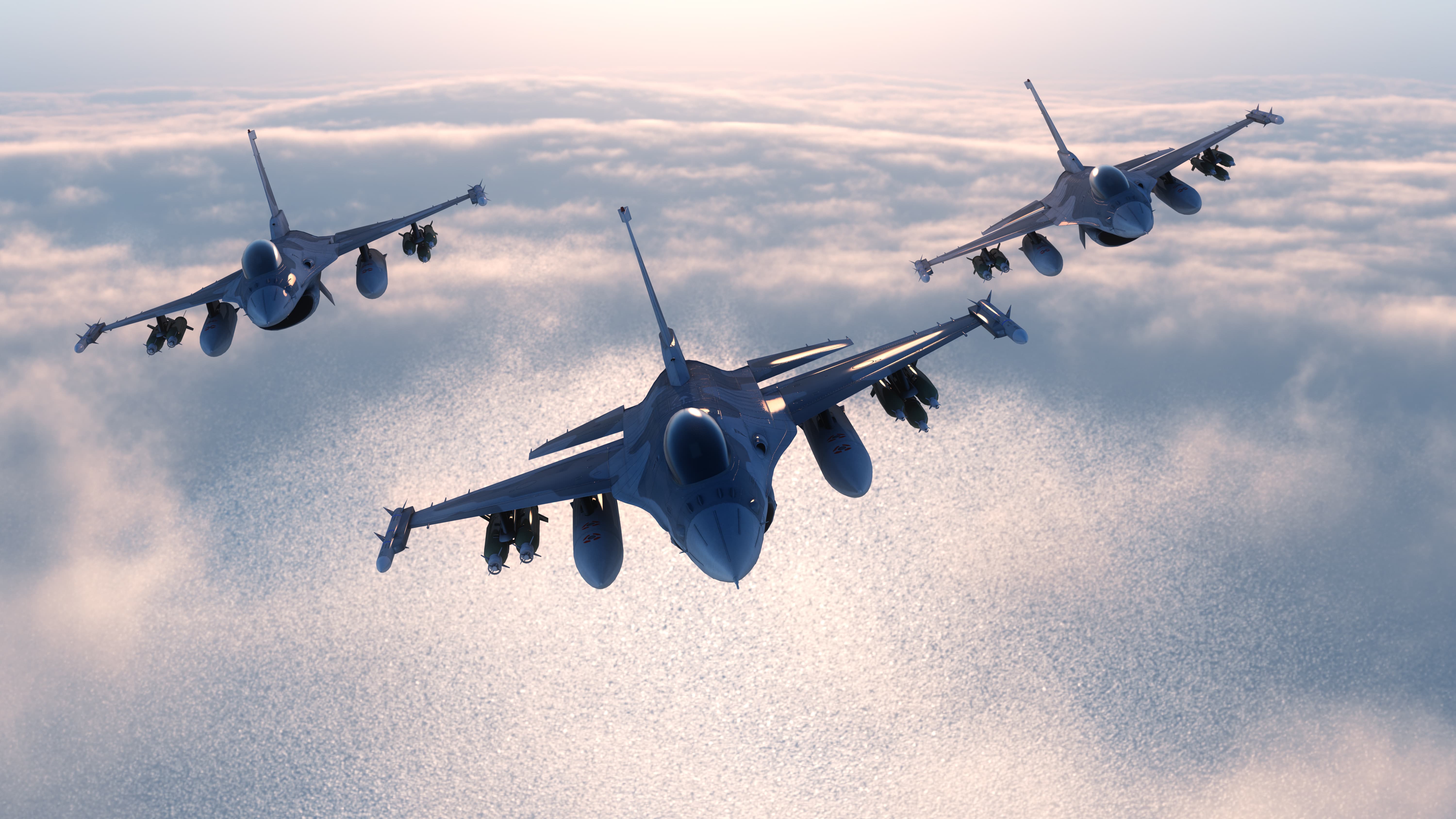 Hansen Aerospace - 3 Fighter Pilot Planes in Formation in the Sky