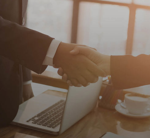 Shaking hands with clients Shaking hands with clients
