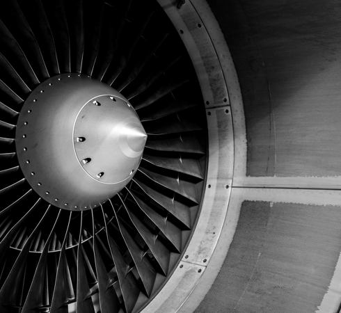 Close up of an aircraft engine